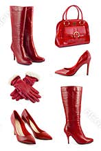 Set of red clothing and accessories