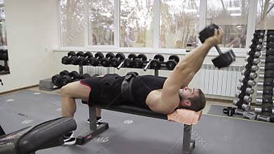 Male bodybuilder training hand