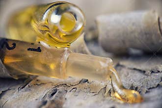 Assorted cannabis oil containers with CBD, live resin and other