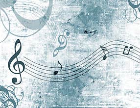 Music notes grunge background