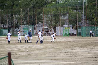 Kids playing baseball in Osaka, Japan