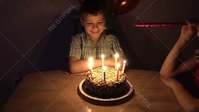 Boy celebrate his birthday with family