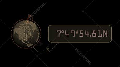 4k global GPS earth city map military Radar GPS screen navigation interface.