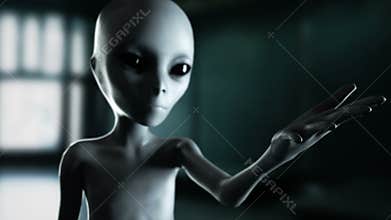 Alien hand reaching out with Earth planet. UFO futuristic concept. Cinematic 4k footage.
