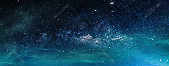 Landscape with Milky way galaxy. Night sky with stars
