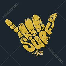 Surfing hand sign print