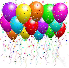 Balloons and confetti