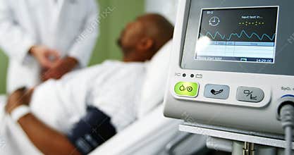 Close-up of heart rate monitor in icu