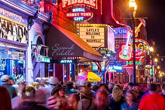 Neon signs on Lower Broadway Nashville