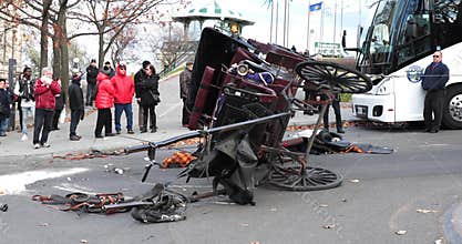 A horse-drawn carriage crash.