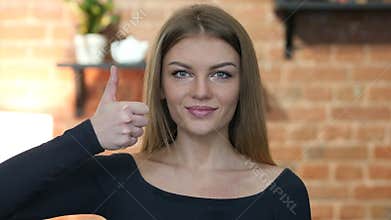 Thumbs Up By Young Girl, Portrait