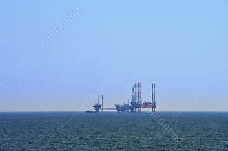 Marine Oil platform. Summer seascape