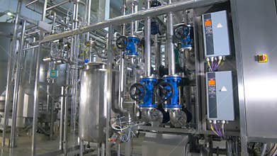 Refinery. Oil, fuel pipeline construction inside refinery factory.