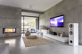 Tv living room with window