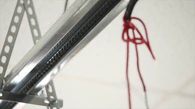 Close up on mechanical garage door opener mechanism