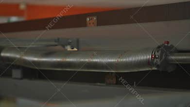 Close up on mechanical garage door opener mechanism