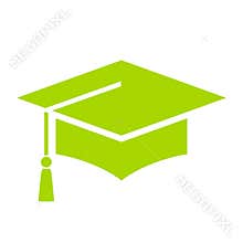Green academic hat vector icon