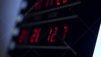 Digital watch with red glowing digits. Precise time measurement concept. 4K clip