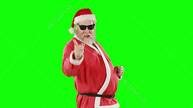 Portrait of surprised santa claus waving