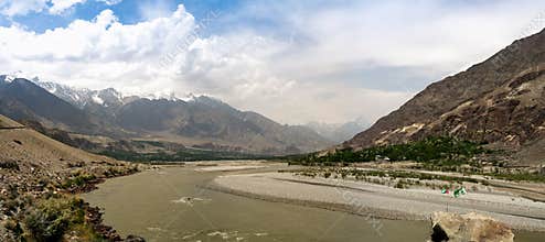 Panorama of Gilgit river, Gilgit-Baltistan Province Pakistan