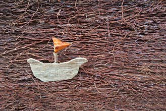 Creative collage art.Travel boat story