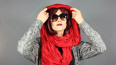 Fashion Model Showing Off Sunglasses and Hijab