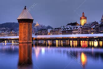 Lucerne skyline in winter, Switzerland
