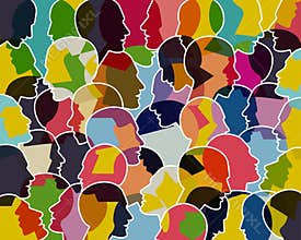 People talking, thinking concept.