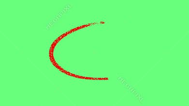 Red circle draw on green screen