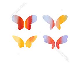 Set of butterfly wings with watercolor texture