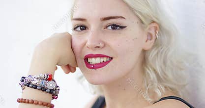 Portrait of a hipster young blond woman