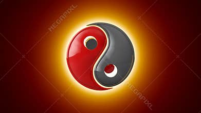 Mutual penetration. Yin Yang a mutual addition of two opposites. Eastern culture and philosophy. Artistic background. 3D animati
