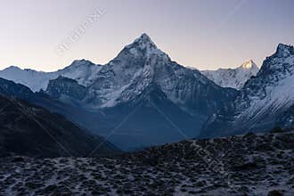 Ama Dablam mountain peak in a morning, Everest region, Nepal