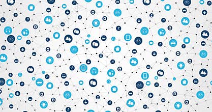 Internet of Things, Cloud Computing, Modern Digital Technology Concept Animation Featuring Network Connections and Icons