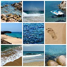 sea and beach collage