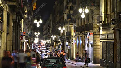 Night life in Barcelona, Spain