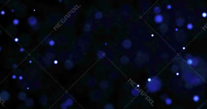 Abstract blue bubbles particles bokeh on black background, event festive happy new year holiday