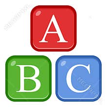 ABC Alphabet Flat Icon Isolated on White