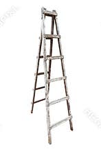 Old wooden ladder isolated on white background