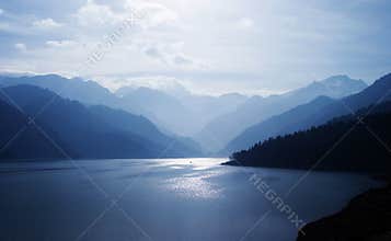 Mountains and lake