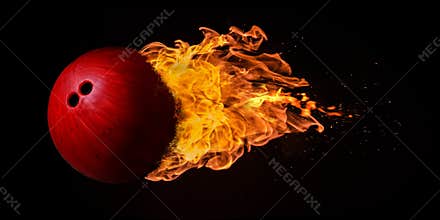 Flying Bowling Ball Engulfed in Flames