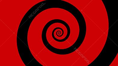 Red and black cartoon spiral spinning in a loop
