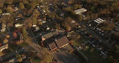 Aerial Drone View of City Neighborhoods Raleigh NC