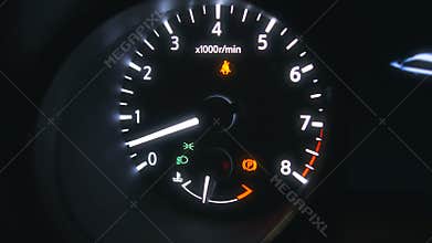 Dashboard of a car with engine sound.