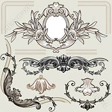 Set Of Classic Floral Decoration Elements
