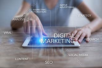 DIgital marketing technology concept. Internet. Online. SEO. SMM. Advertising.