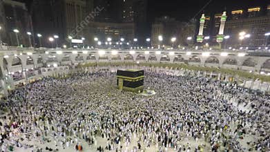 Kaaba in Mecca in Saudi Arabia zoom in Time Lapse