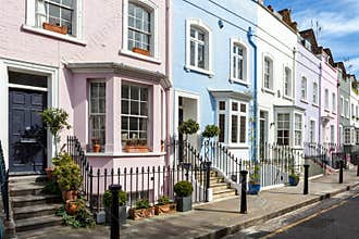 Colourfully painted Victorian terrace houses