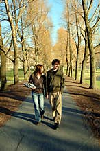 Students walking on campus