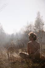 Wildfire. Fire. Global warming, environmental catastrophe. Concept man helpless before natural disaster. Protection